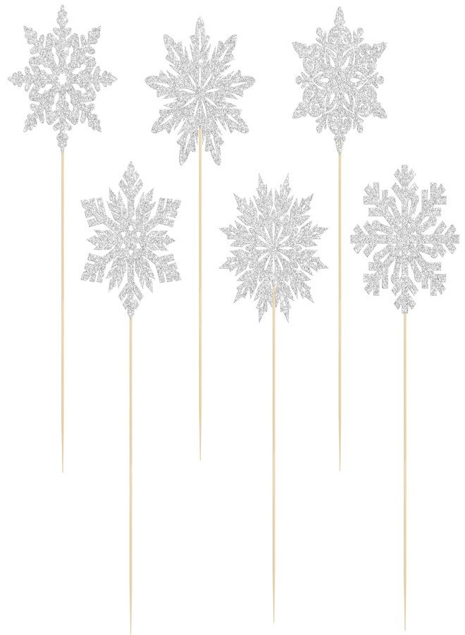 Ephlyn 12Pcs Snowflake Centerpiece Sticks Frozen Snowflake Table Flower Centerpieces Christmas Floral Decorations for Winter Wonderland Baby Shower Frozen Birthday Party Supplies Silver - Image 3